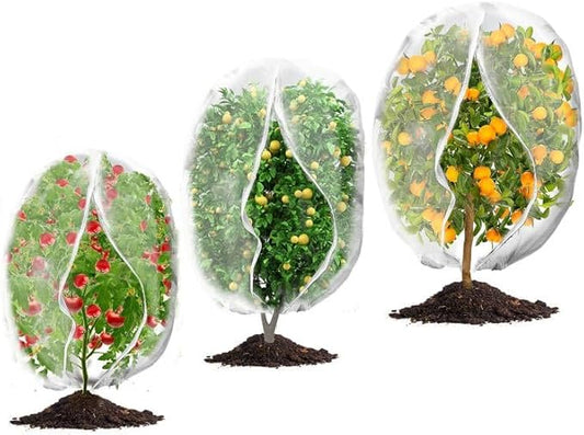 3Pcs Plant Covers from Insects, 3Size Bird Netting Barrier for Blueberry Bushes with Drawstring Zipper Mesh Garden Netting Plants Bags for Protect Fruits Tree Tomato Vegetable 2.6Ã3.3, 3.3Ã5, 4Ã5Ft