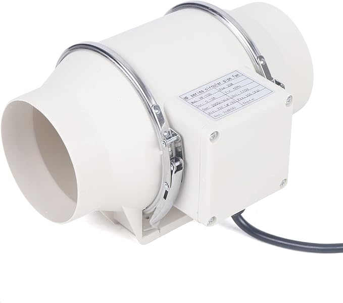 129CFM 4 Inch Inline Duct Fan Tube Ventilation Fan Silent Waterproof Vent Exhaust Blower Air Circulation Duct Fan for Kitchen Bathroom Toilet Grow Tent Greenhouses 220 mÂ³/h (4 inch/White)