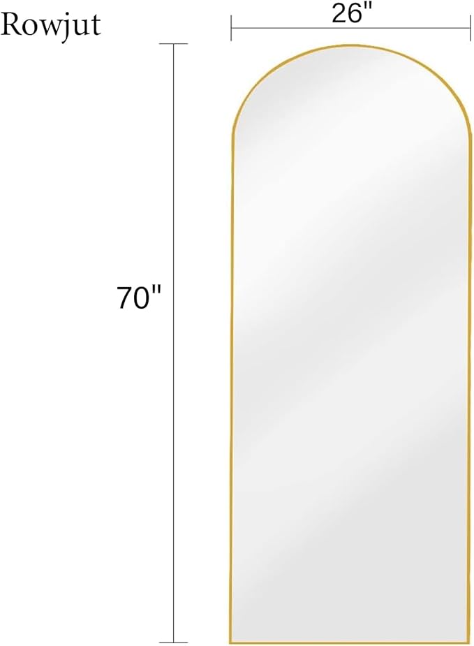 Rowjut Full Length Mirror Arched Floor Length Mirrors, Aluminum Frame