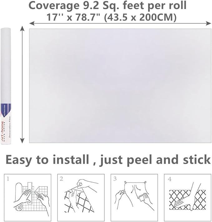 Arthome 17''x78.7'' White Contact Paper, Self Adhesive Wallpaper Waterproof