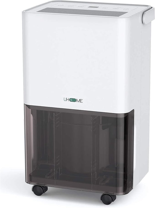 Uhome 30 Pint Dehumidifier - for Basement with Activated Carbon Filter,Ultra Quiet, Humidity Sensor, Auto Shut Off, Continuous Drainage Hose - Ideal Dehumidifiers for Home, 1500 Sq Ft Dehumidifiers