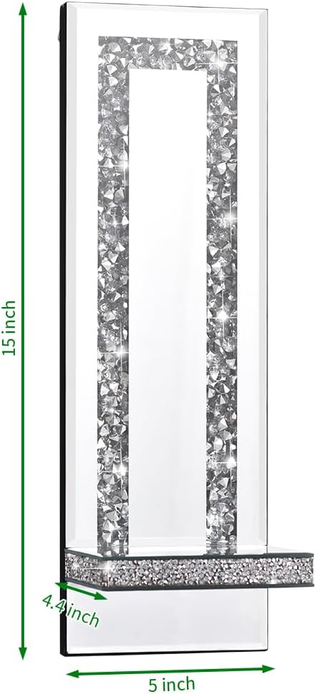 Aeveco Crystal Crush Diamond Mirrored Candle Sconces, Wall Decorations