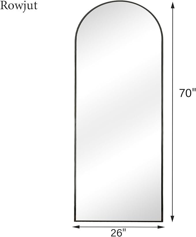 Rowjut Full Length Mirror Arched Floor Length Mirrors, Aluminum Frame