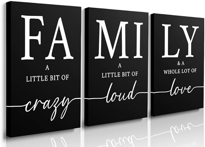 GUBIYU Black Home Wall Art for Living Room Family Sign Prints Canvas Painting