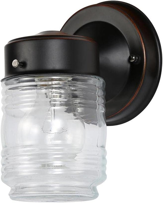 Design House Jelly Jar 1 Light Wall Light, Oil Rubbed Bronze, Outdoor Downlight