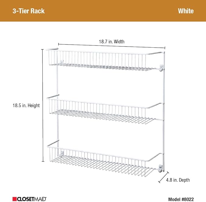 ClosetMaid 3-Tier Hanging Wall Mounted Metal Rack