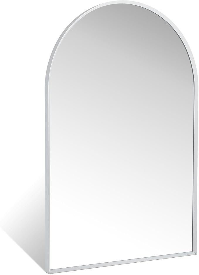 24" x 36" Silver Arched Mirror, Modern Aluminum Alloy Metal Frame, Arch