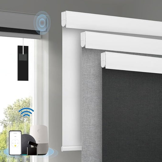 Motorized Blinds with Remote, Cordless Smart Blinds with Valance Cover