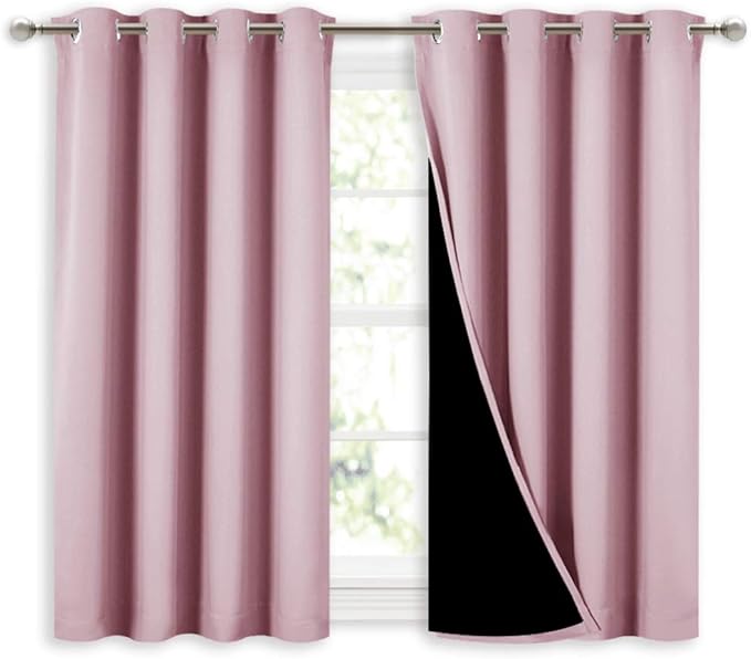 NICETOWN 100% Blackout Curtains 45 inches Long, 2 Thick Layers Completely