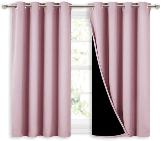 NICETOWN 100% Blackout Curtains 45 inches Long, 2 Thick Layers Completely