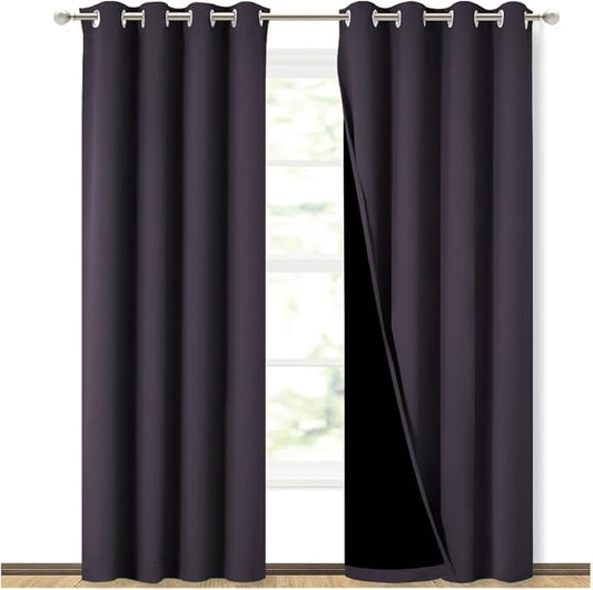NICETOWN 100% Blackout Curtains 84" Long, Pair of Energy Smart & Noise Blocking