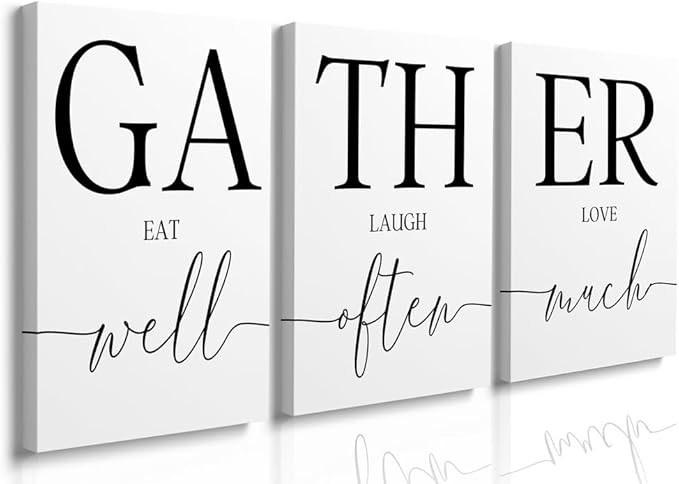 GUBIYU Large Gather Signs for Home Decor, Framed Kitchen Wall Art Farmhouse