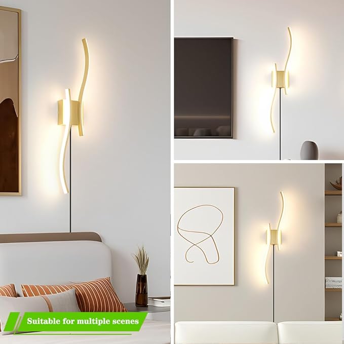 Daunton Modern Plug in Wall Sconce Set of 2, 3CCT Adjustable & Memory Function