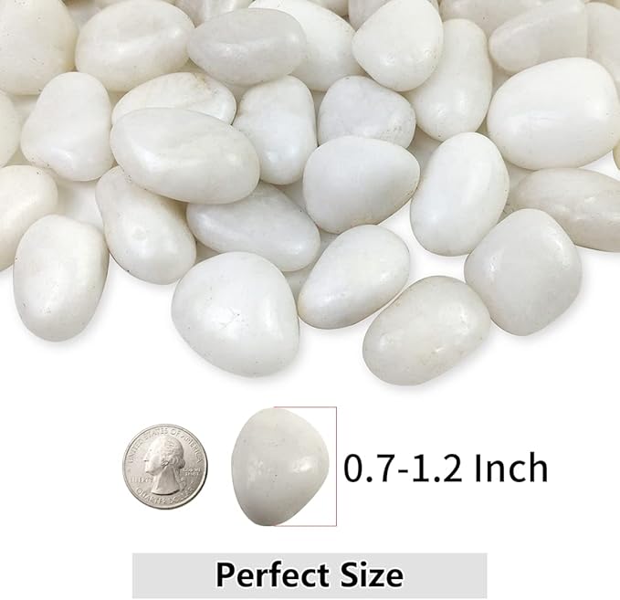 YISZM River Rocks for Landscaping, Natural Polished Pebbles for Indoor Plants, Small Decorative White Stones for Vase Fish Tank Aquariums Landscaping Garden, 20lbs