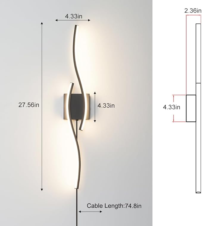 Plug in Wall Sconces Set of 2, Modern Plug in Sconce