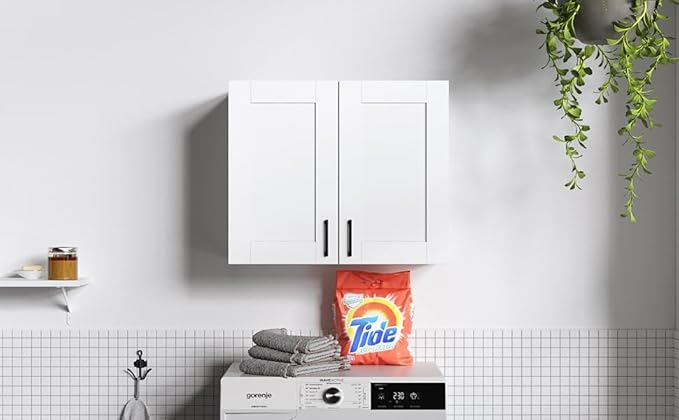 White Laundry Room Cabinets and Storage