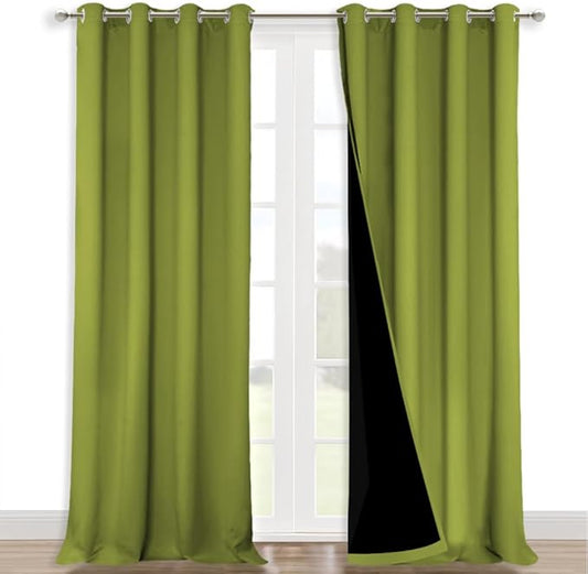 NICETOWN Full Shading Curtains for Windows, Fresh Green, 52 inches W x 95