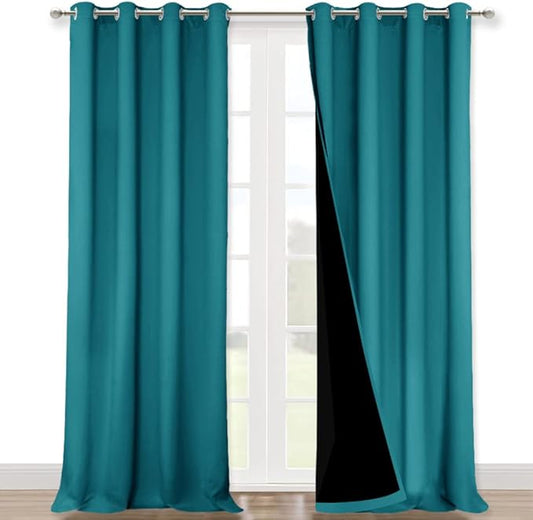 NICETOWN Peacock Teal 100% Blackout Curtains