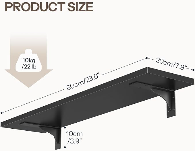 HOOBRO Floating Shelves for Wall, 23.6" Wall Mounted Shelves Set of 2, Hanging