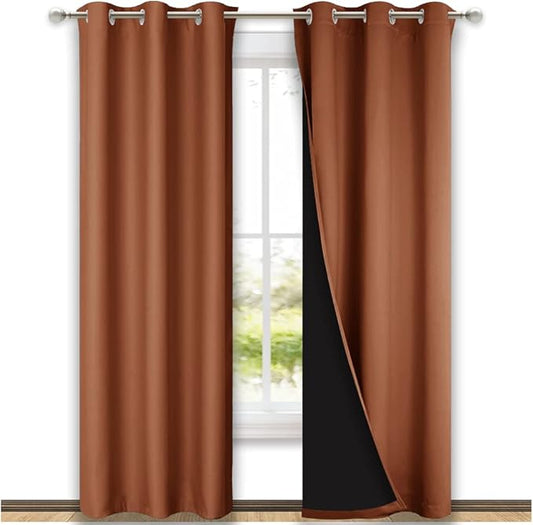 NICETOWN Full Shade Curtain Panels, Burnt Orange, Pair of Thermal Insulated &