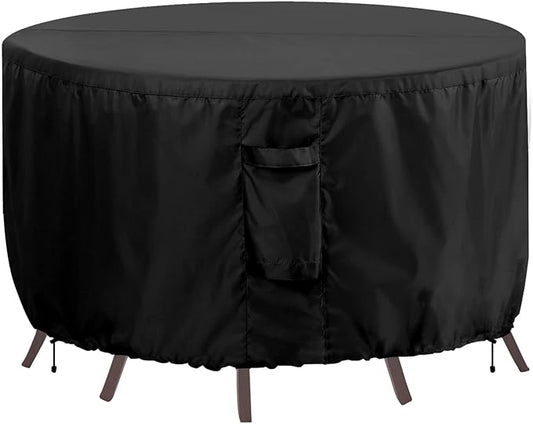 OutdoorLines Outdoor Waterproof Patio Table Furniture Set Covers - Round Couch Sectional Cover Outside Weatherproof Patio Furniture Covering for Deck, Lawn and Backyard 62" dia x 28" H, Black