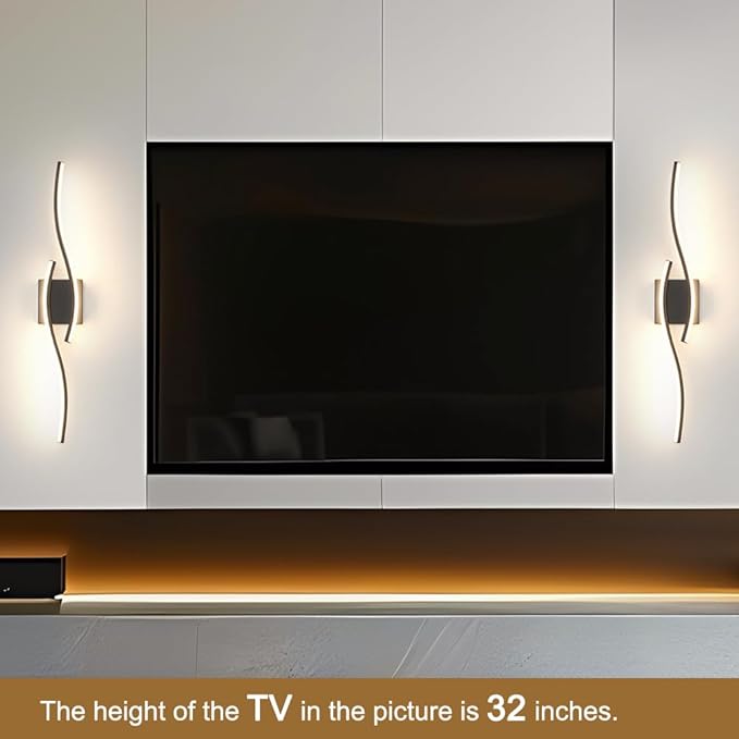 Daunton Modern Hardwired Wall Sconce Set of 2, LED Black Wall Light