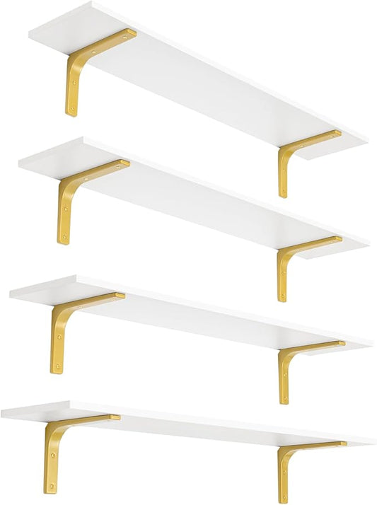 DINZI LVJ Long Wall Shelves, 39.4" Wall Mounted Shelves Set of 4, Large