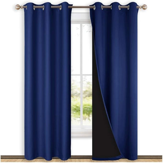 NICETOWN Blackout Curtains 80 inches Long, 2 Pieces, Royal Blue, Full Light