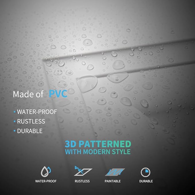 Art3d 24-Pack Square Drop Ceiling Tile 2ft x 2ft in White, PVC Ceiling Panel 24
