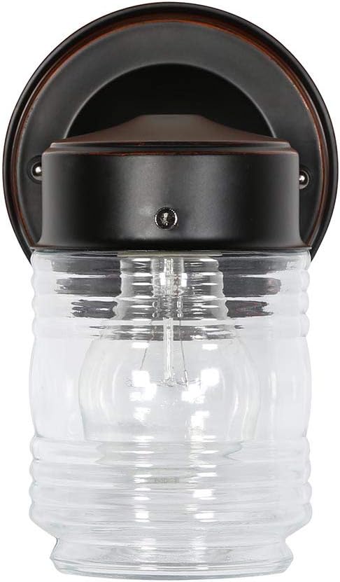 Design House Jelly Jar 1 Light Wall Light, Oil Rubbed Bronze, Outdoor Downlight