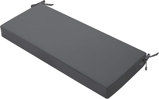 Favoyard Outdoor Bench Cushion 48 x 18 Inch Waterproof Patio Furniture Cushions 3-Year Color Fastness Garden Sofa Settee Couch Swing Pads with Handle and Attach Ties, Dark Gray