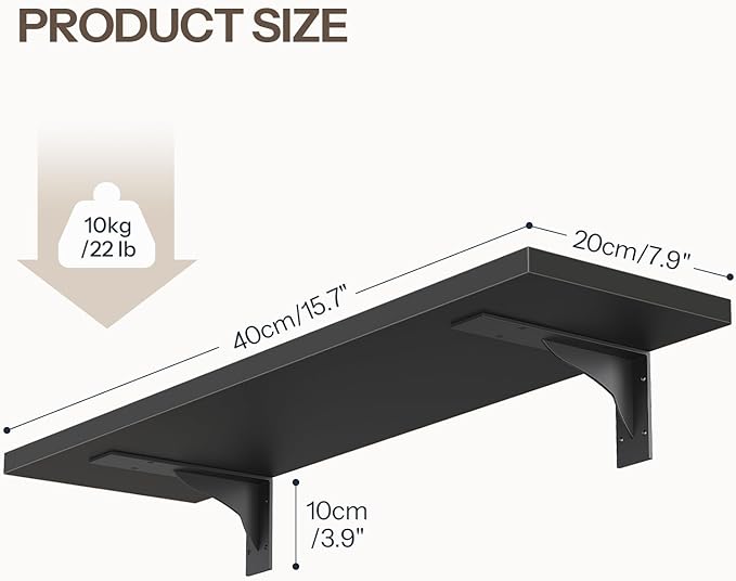 HOOBRO Floating Shelves for Wall, 15.4" Wall Mounted Shelves Set of 2, Hanging