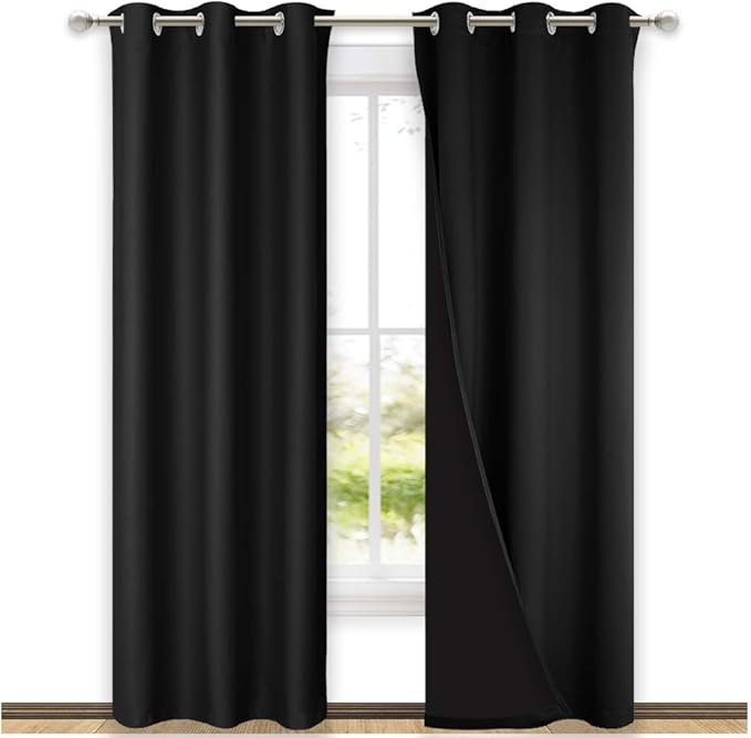 NICETOWN Room Warming Blackout Curtains 80 inches Long, Full Light Blocking
