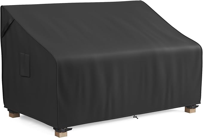 MR. COVER 2-Seater Patio Loveseat Cover, Patio Furniture Covers Waterproof for Sofa, Heavy Duty Outdoor Couch Covers with Air Vent and Handles, Durable Anti UV and Fits up to 60"W x 35"D x 35"H, Black