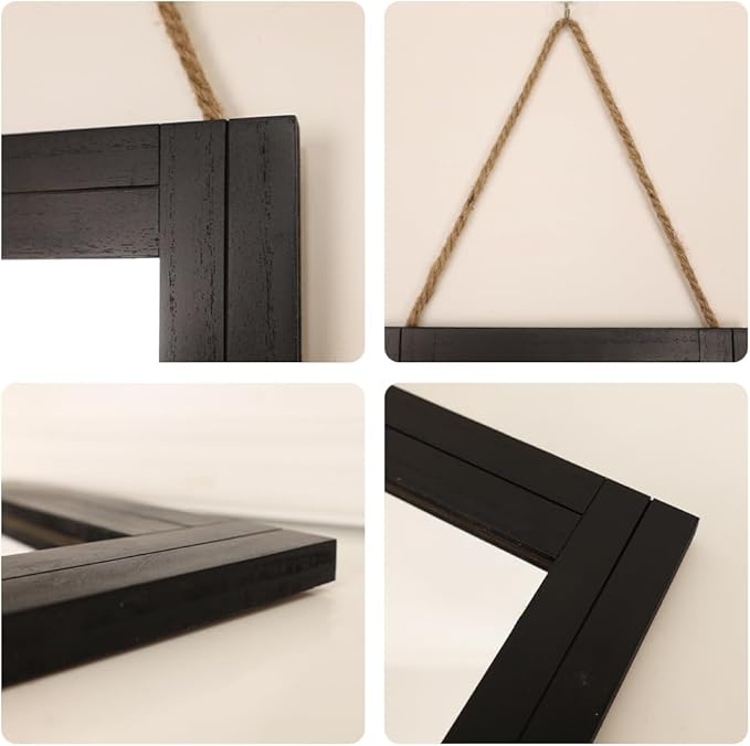 Rectangle Wall Mirror for Bathroom, Distressed White Wood Decor