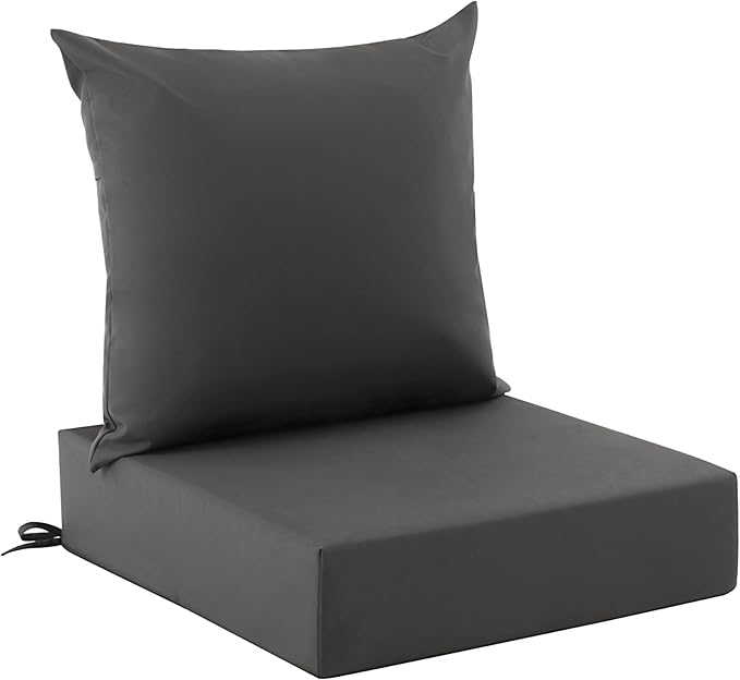 Outdoor Cushions for Patio Furniture, Outdoor Seat Cushion Set 24 x 24 x 4 Inch, Waterproof & Fade Resistant Outdoor Chair Cushions, Deep Patio Chair Cushion with Removable Cover, Dark Grey