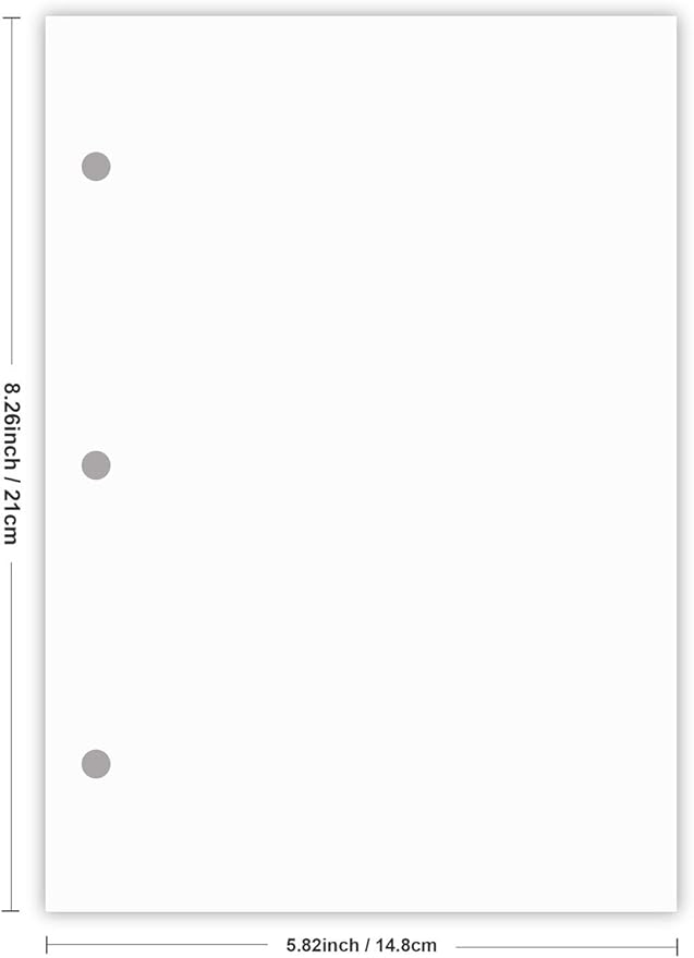 (3-Pack) A5 Filler Paper, 3 Hole Planner Refills, Organizer, Loose-leaf Binder Paper, Total 300 Sheets/600 Pages, 100gsm, Blank, White Paper, 5.8 x 8.2 Inch, 3 Hole Filler Paper, Mini Binder Refills