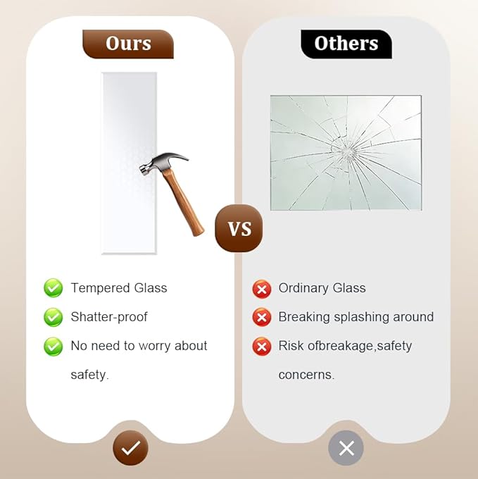 Frameless Mirror Full Length 64”x21”| Wall Mount Mirror Full Length Beveled