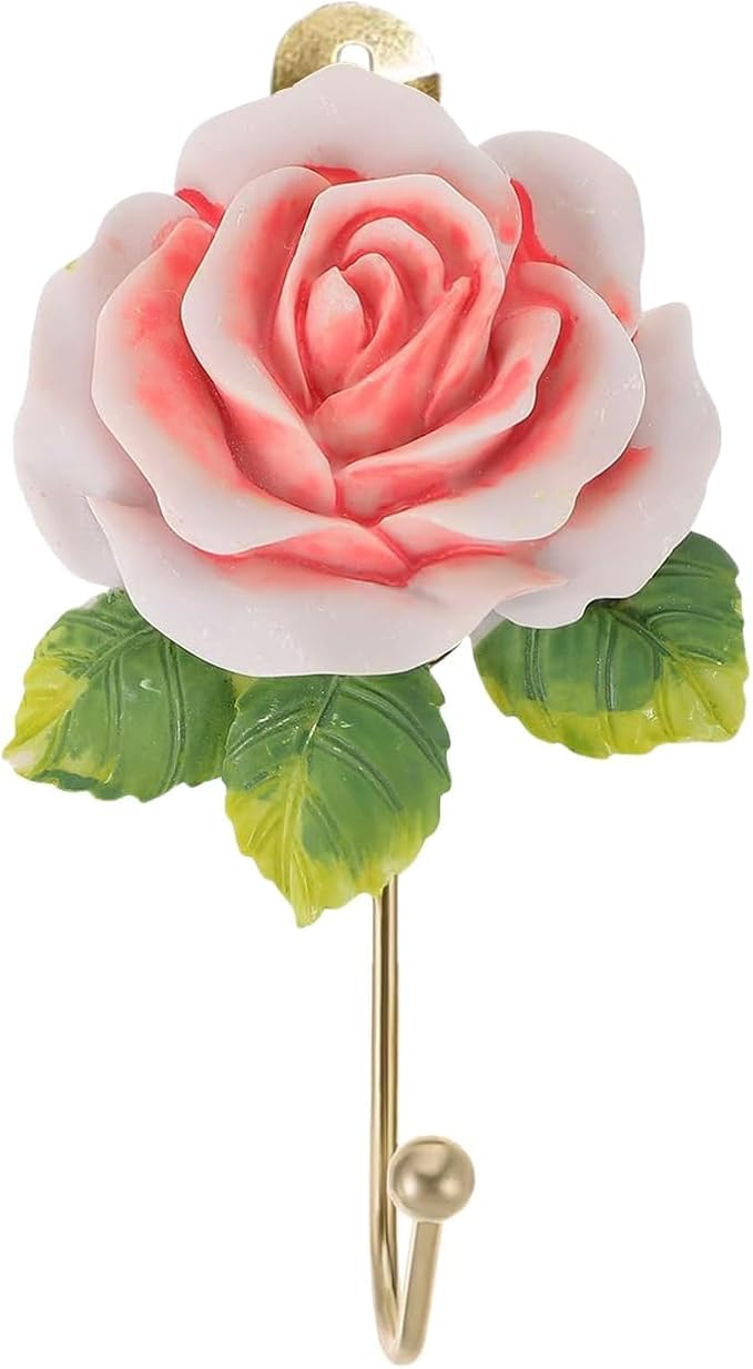 3 Pack Pink Flower Decorative Hooks