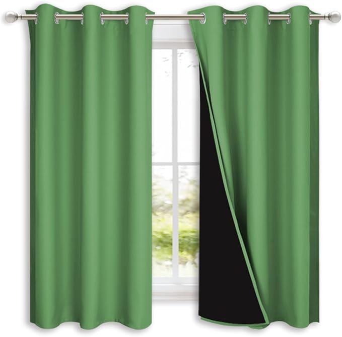 NICETOWN 100% Blackout Curtains 54 inches Long, Forest Green, 1 Pair, 42 inches