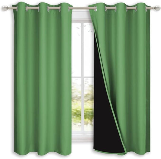NICETOWN 100% Blackout Curtains 54 inches Long, Forest Green, 1 Pair, 42 inches