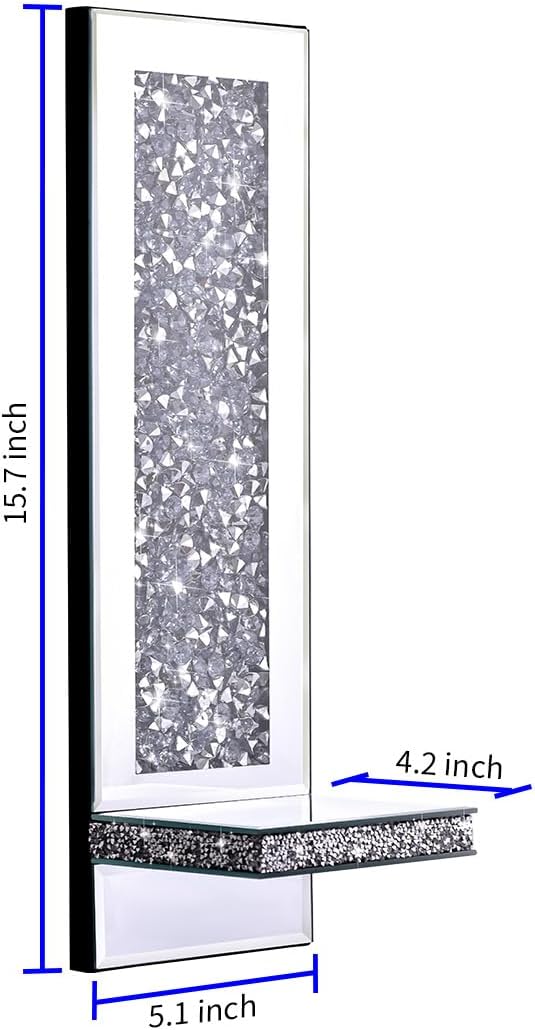 Aeveco Crystal Crush Diamond Mirrored Candle Sconces, Wall Decorations