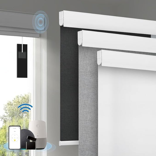 Motorized Blinds with Remote, Cordless Smart Blinds with Valance Cover