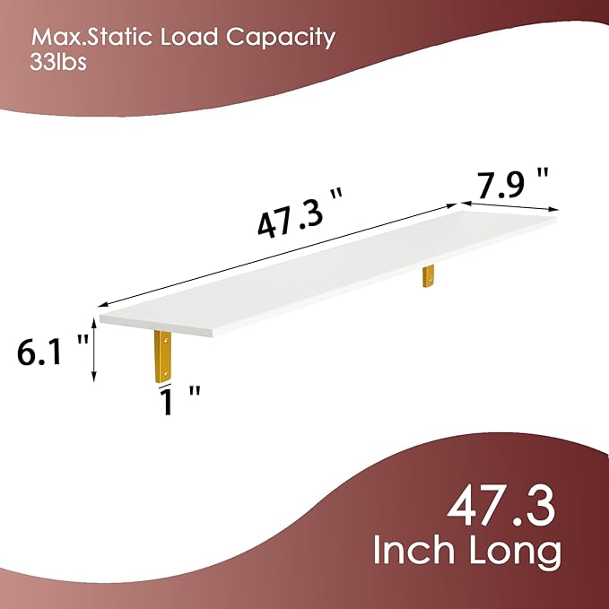 DINZI LVJ Long Wall Shelves, 47.3" Wall Mounted Shelves Set of 4, Large