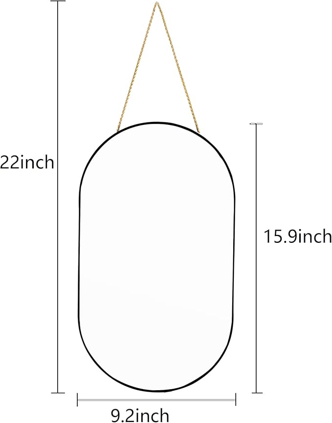 9.2x15.9 inch Black Mirror Oval, Wall Mirror Door Mirror PVC Plastic Frame