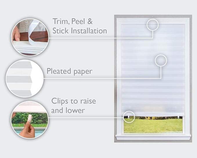 Redi Shade No Tools Original Light Filtering Pleated Paper Shade White