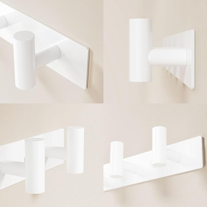 GWAAZXGZ White Wall Mounted Coat Rack – 5 T-Shaped Pegs