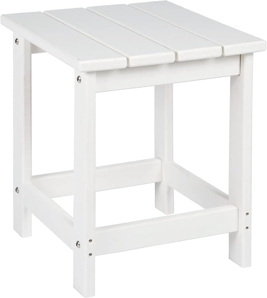 LZRS Adirondack Outdoor Side Table â Durable Weather-Resistant HDPE Patio End Table for Porch, Deck, Pool, Garden,Sturdy and Easy Assembly, White