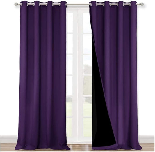 NICETOWN Cold Blocking 100% Blackout Curtains, Durable and Soft Black Lined