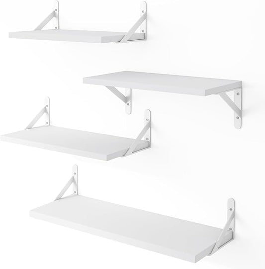 YGEOMER Floating Shelves for Wall, Different Sizes White Wall Shelves for